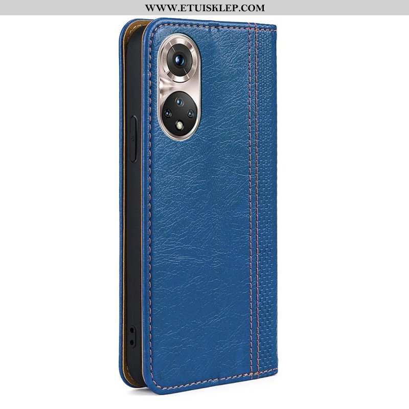 Etui Na Telefon do Honor 50 Pro Etui Folio Skórzane Szwy Dzielone Pro Litchi